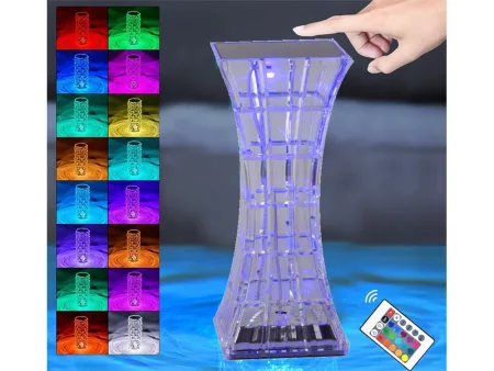 Lampka kryształ nocna stołowa LED RGB USB pilot