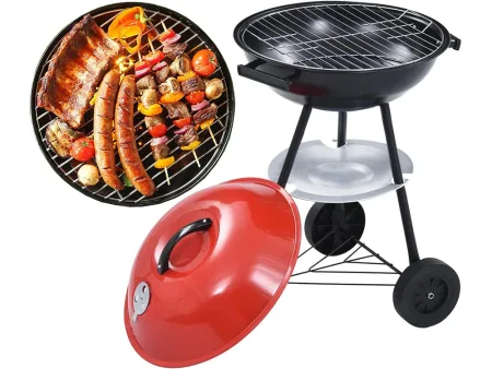 Grill węglowy brykietowy ogrodowy okrągły zamykany przenośny z kółkami Verk model 27096