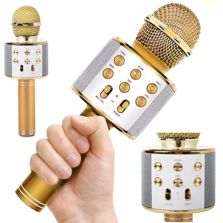Mikrofon bezprzewodowy bluetooth głośnik karaoke modulator głosu okrągły Verk 01377_ZL