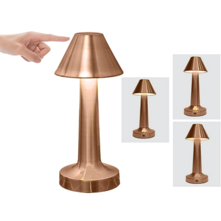 Lampka nocna stołowa do sypialni dotykowa lampa 3 stopniowa bezprzewodowa miedziana