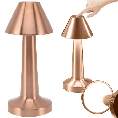 Lampka nocna stołowa do sypialni dotykowa lampa 3 stopniowa bezprzewodowa miedziana