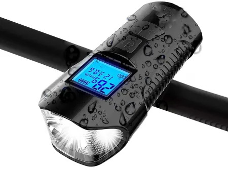 Lampka rowerowa przednia tylna LED licznik km klakson dzwonek głośny 3w1 Verk model 14490