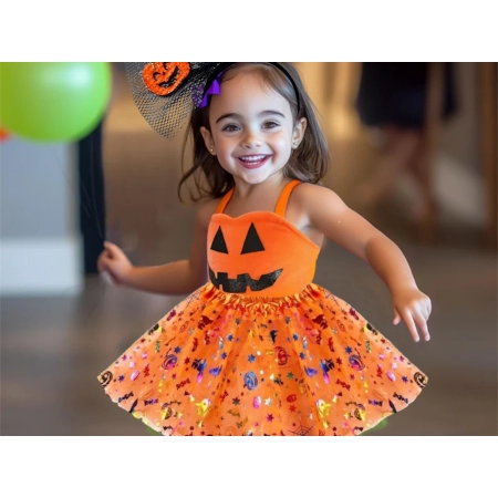 Strój przebranie na halloween spódnica tutu dynia opaska kokarda świecąca