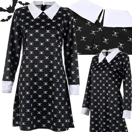 Sukienka Wednesday Addams kostium dla dzieci Halloween przebranie 135-145 cm