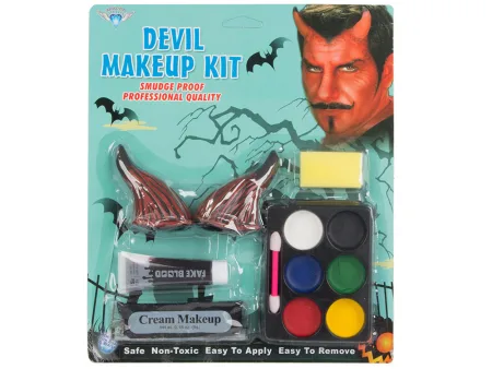 Zestaw do makijażu twarzy diabeł devil na Halloween makeup rogi przebranie