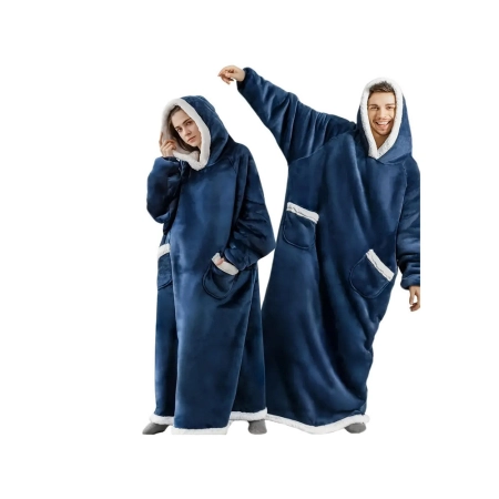 Ciepła bluza koc duża oversize gruba miękka z kapturem szlafrok długa xxl