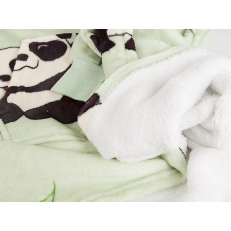 Ciepła bluza panda koc oversize xxl 2w1 gruba futrzak miękka z kapturem