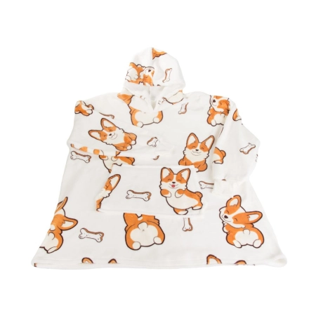 Ciepła bluza piesek koc oversize xxl 2w1 gruba futrzak miękka z kapturem