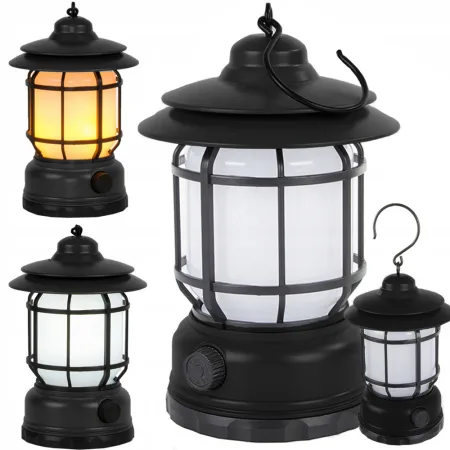Lampa kempingowa biwakowa akumulatorowa LED USB turystyczna z hakiem i funkcją pochodni