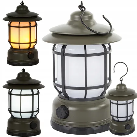 Lampa kempingowa biwakowa akumulatorowa LED USB turystyczna z hakiem i funkcją pochodni