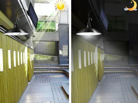 Lampa solarna LED wisząca ogrodowa z czujnikiem zmierzchu i pilotem