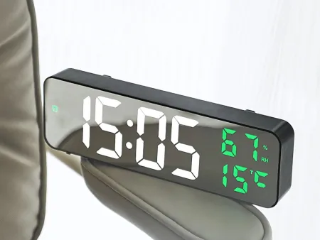 Zegar elektroniczny cyfrowy LED budzik termometr lustro stojący USB baterie