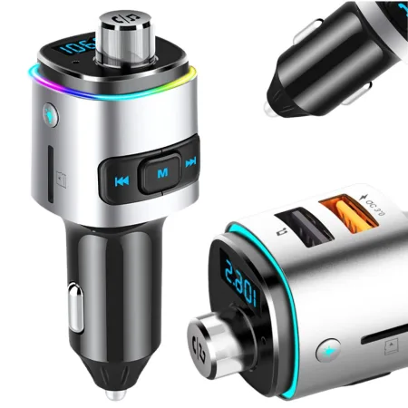 Transmiter Bluetooth FM ładowarka samochodowa szybka 2x USB podświetlenie Verk model 10140