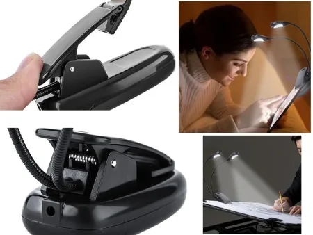 Lampka z klipsem LED biurkowa szkolna elastyczna do czytania podwójna klips