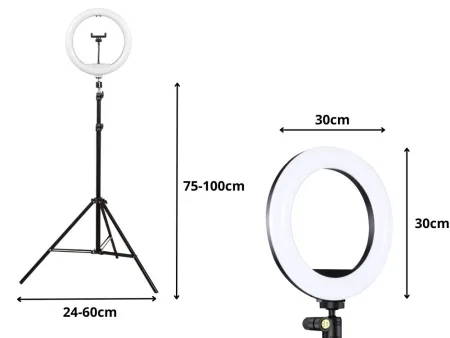 Lampa pierścieniowa LED RGB Ring z uchwytem na telefon i regulowanym statywem