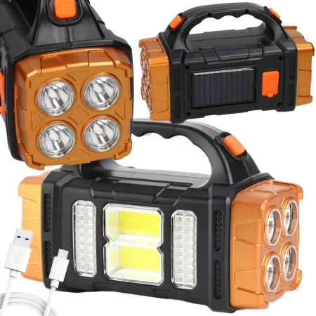 Latarka solarna przenośna lampka akumulatorowa LED COB powerbank reflektor Verk model 12317_ZL