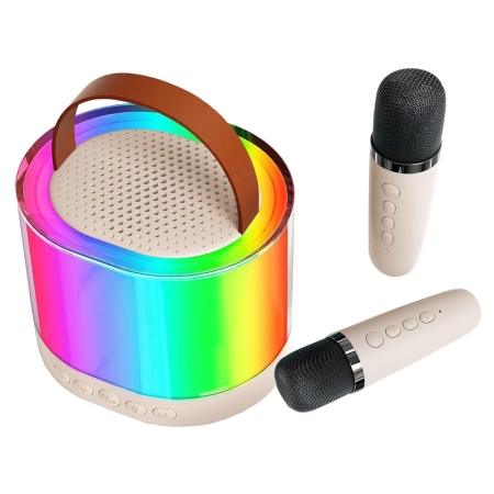 Zestaw do karaoke 2x mikrofon bezprzewodowy przenośny bluetooth głośnik rgb Verk model 27503