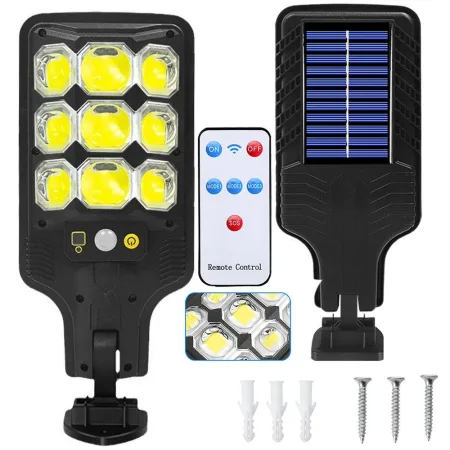 Lampa solarna zewnętrzna COB uliczna z czujnikiem ruchu i zmierzchu z pilotem Verk model 12371