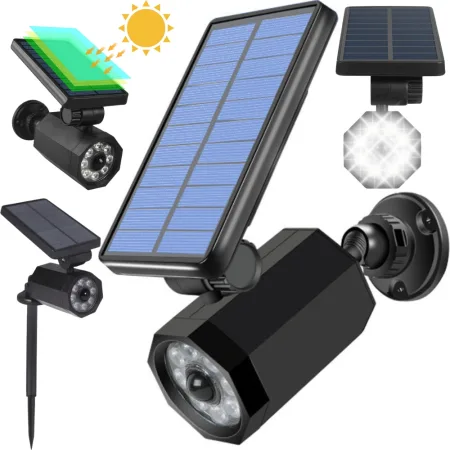 Lampa solarna 8 LED wbijana ogrodowa z czujnikiem zmierzchu i ruchu do ogrodu