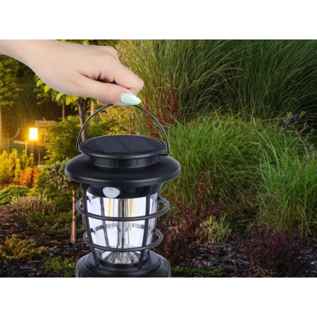 Lampa solarna kempingowa latarnia ogrodowa LED USB czujnik ruchu zmierzchu Verk model 12376