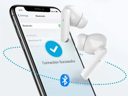Słuchawki douszne bluetooth bezprzewodowe z etui ładującym led i mikrofonem