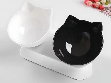 Miska podwójna dla psa kota plastikowa komplet na karmę i wodę 2x400ml
