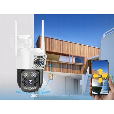 Kamera z dwoma obiektywami ethernet zewnętrzna obrotowa detektor ruchu ip 4g
