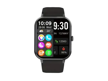 Smartwatch zegarek damski męski z gumowym paskiem sportowy Bluetooth rozmowy czarny Verk 06338_CZ