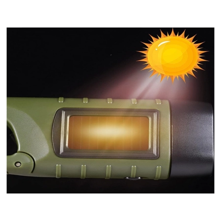 LATARKA DYNAMO SOLARNA 3 LED KINETYCZNA RĘCZNA NAKRĘCANA NA KORBKĘ KLIPS
