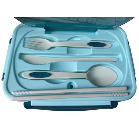 Lunchbox śniadaniówka pojemnik na śniadanie obiad z przegródkami sztućce