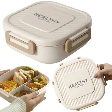 Lunchbox śniadaniówka pojemnik na śniadanie obiad z przegródkami sztućce