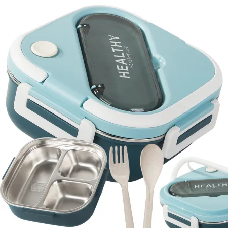 Śniadaniówka z przegródkami pojemnik sztućce lunchbox do mikrofali 1000ml