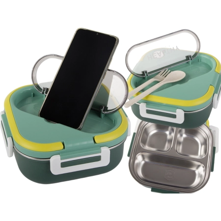 Śniadaniówka z przegródkami pojemnik sztućce lunchbox do mikrofali 1000ml