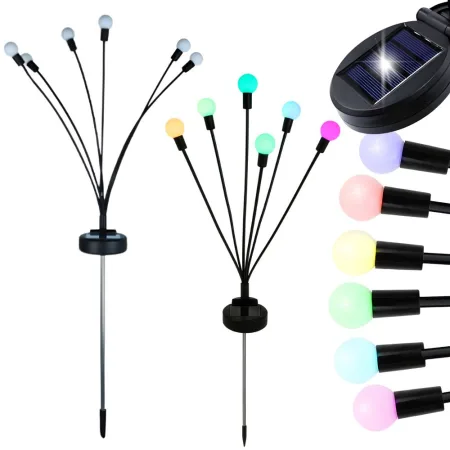 Lampki ogrodowe solarne kuleczki 2 sztuki po 6 lampek LED RGB długie 70 cm