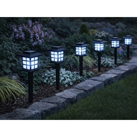 Lampki solarne 6 szt ogrodowe LED czujnik zmierzchu szpikulec taras balkon
