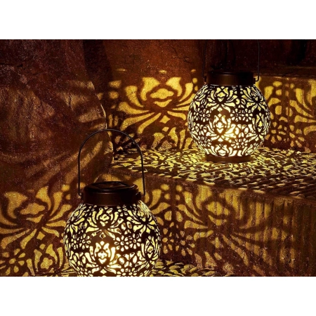 Lampion solarny ozdobny LED latarnia słoneczna czarna wisząca lampa