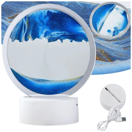 Lampa piaskowa 3D z ruchomym dynamicznym piaskiem USB LED RGB
