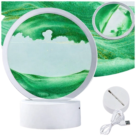 Lampa piaskowa 3D z ruchomym dynamicznym piaskiem USB LED RGB
