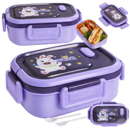 Lunchbox śniadaniówka pojemnik na śniadanie obiad z przegródkami sztućce
