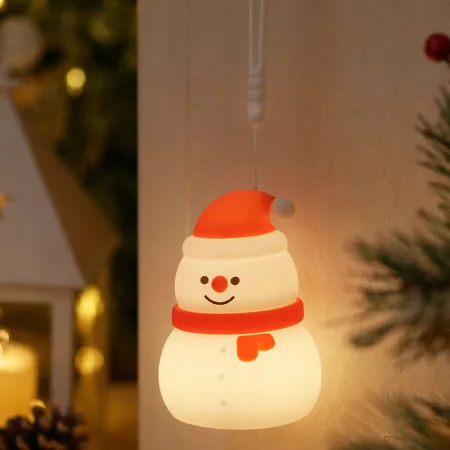 Lampka LED bałwanek świąteczna silikon USB 3 tryby do zawieszenia dekoracja