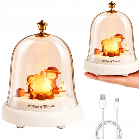 Lampka nocna LED z muzyką i dekoracją ogniska pod kopułą model 12414