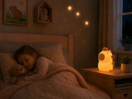 Lampka nocna kapibara dotykowa dla dzieci silikonowa USB RGB timer 30min