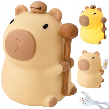 Lampka nocna kapibara dotykowa dla dzieci silikonowa USB RGB timer 30min