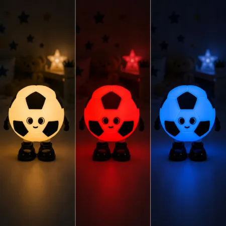 Lampka nocna LED piłka nożna silikonowa biurkowa RGB 3 tryby świecenia