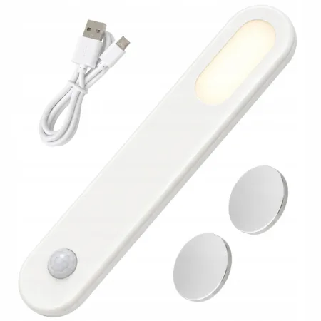 Lampka LED z czujnikiem ruchu USB magnetyczna do szafy na schody 1,5W biała