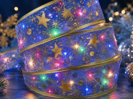 Świecąca wstążka led na choinkę 4m fioletowa dekoracja świąteczna 40 led