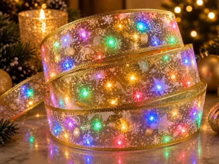 Świecąca wstążka led na choinkę 4m żółta dekoracja świąteczna 40 led