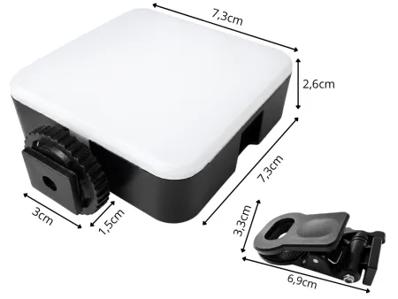 Lampa LED RGB mini do foto wideo 150° gwint 1/4'' klips 3000K - 6500K 5,5W