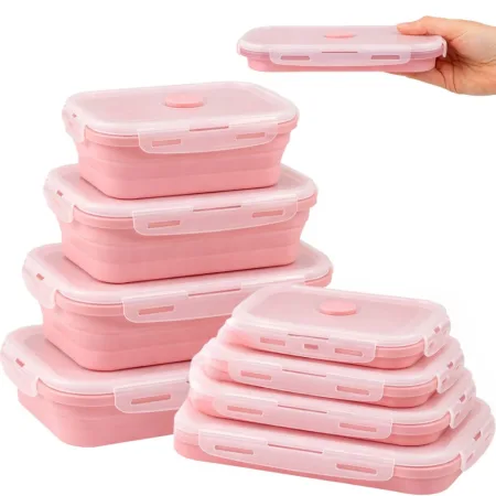 Pojemniki silikonowe składane 4 szt na lunch żywność lunch box jedzenie