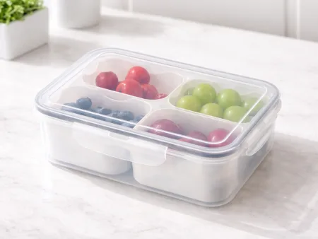 Pojemnik na przekąski żywność 4 przegródki z przykrywką lunchbox piknik